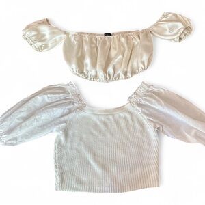 FOREVER 21 Elegant Cream  and white Women's Crop  Top, Bundle of 2 . S